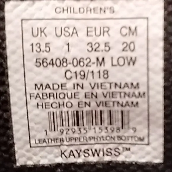 K-SWISS ST329 CHILDRE´S SHOES SIZE-1-MEDIUM