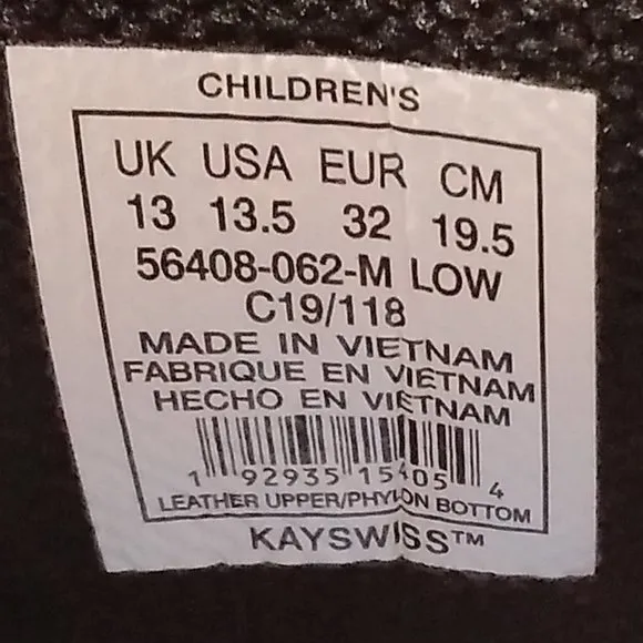 K-SWISS ST329 CHILDRE´S SHOES SIZE-13.5-MEDIUM