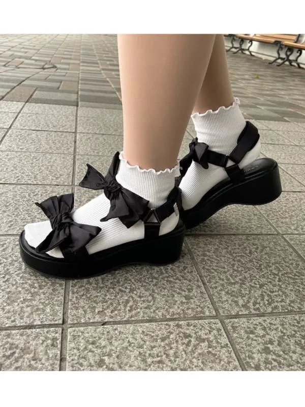 K156 雙蝴蝶結厚底涼鞋