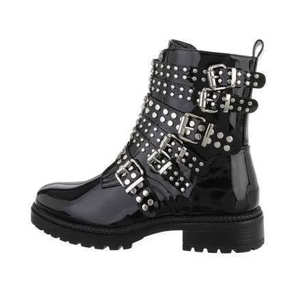 Keilidh Buckle Black Biker Boot