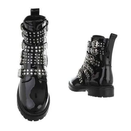 Keilidh Buckle Black Biker Boot