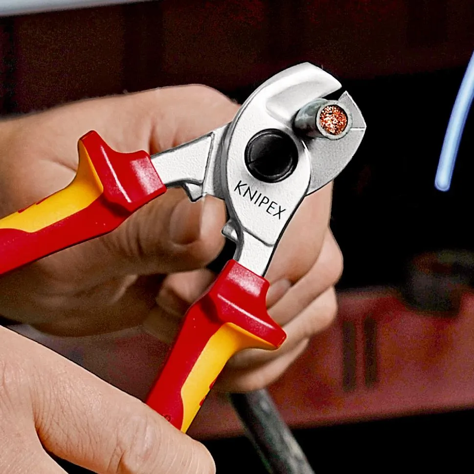 KNIPEX Cable Shears Cutting Pliers Cuts Cable up to 15mm Diameter 165mm VDE Insulated Multi Component Grips 95 16 165 SB