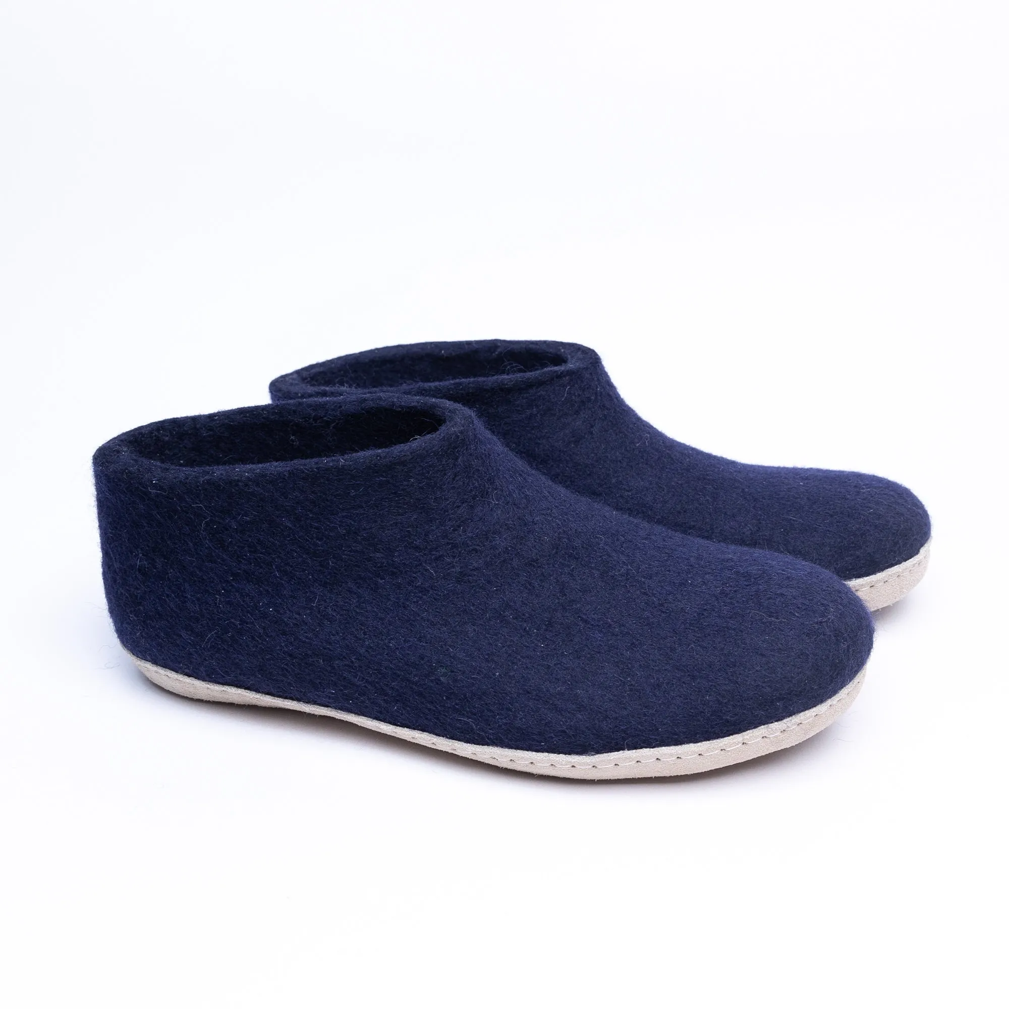 KUUMA – Navy Wool Felt Ankle Boots for Men Handmade, Soft, Non-Slip