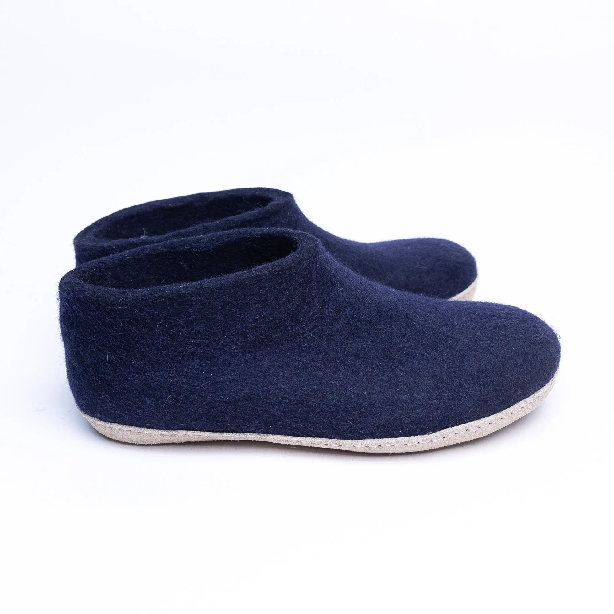 KUUMA – Navy Wool Felt Ankle Boots for Men Handmade, Soft, Non-Slip