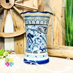 Large Blue Cristal Talavera Vase - Talavera Home Decor