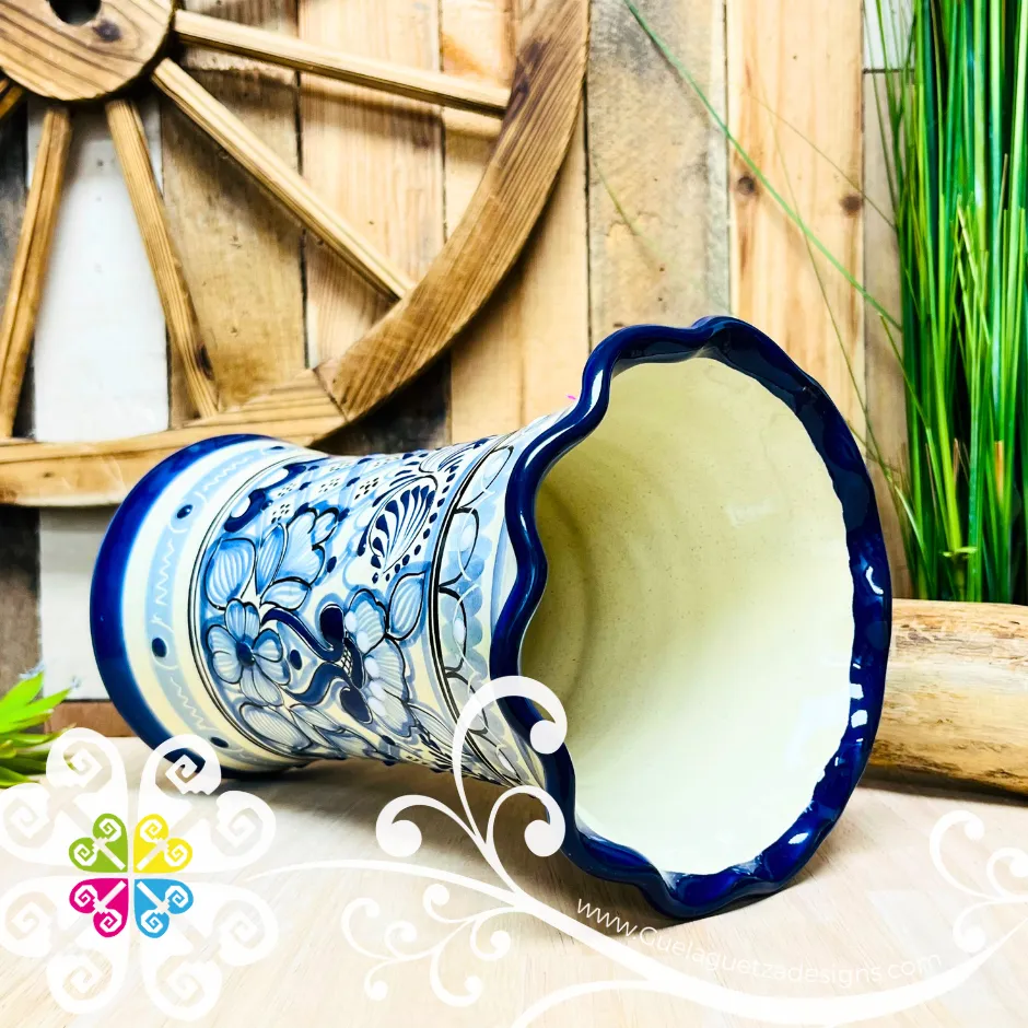 Large Blue Cristal Talavera Vase - Talavera Home Decor