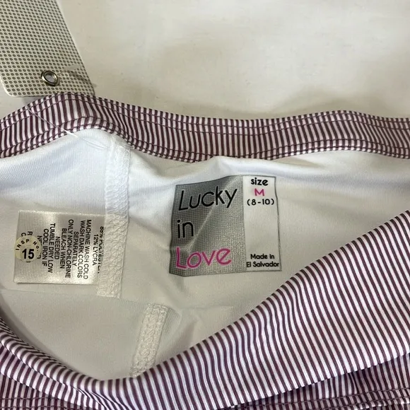 Lucky In Love Architect Stripe Womens Tennis Skort in Dusk Purple Sz M NWT
