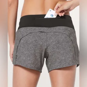 Lululemon Run Times Short‎ II in Heather Gray &amp; Black, Size 4