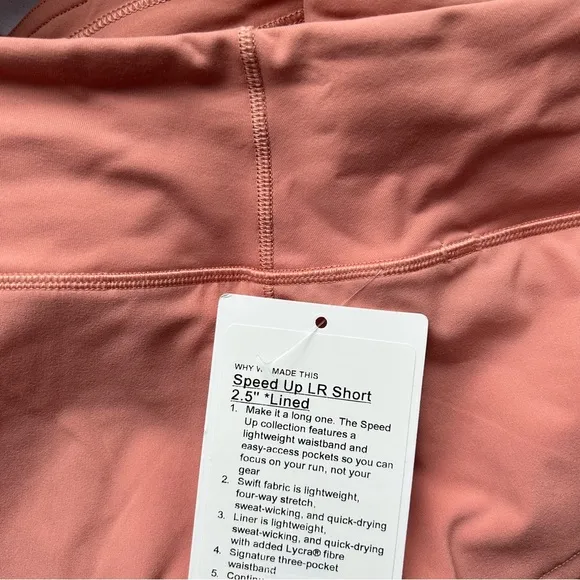 Lululemon Speed Up Low-Rise Short 2.5&quot; Pink Savannah Size 12