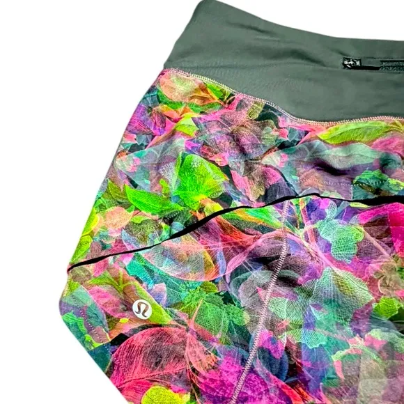 Lululemon Speed Up Mid-Rise Lined Short 4&quot;Vivid Floral Tone Multi /Graphite Grey