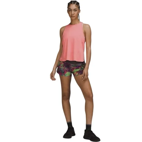 Lululemon Speed Up Mid-Rise Lined Short 4&quot;Vivid Floral Tone Multi /Graphite Grey