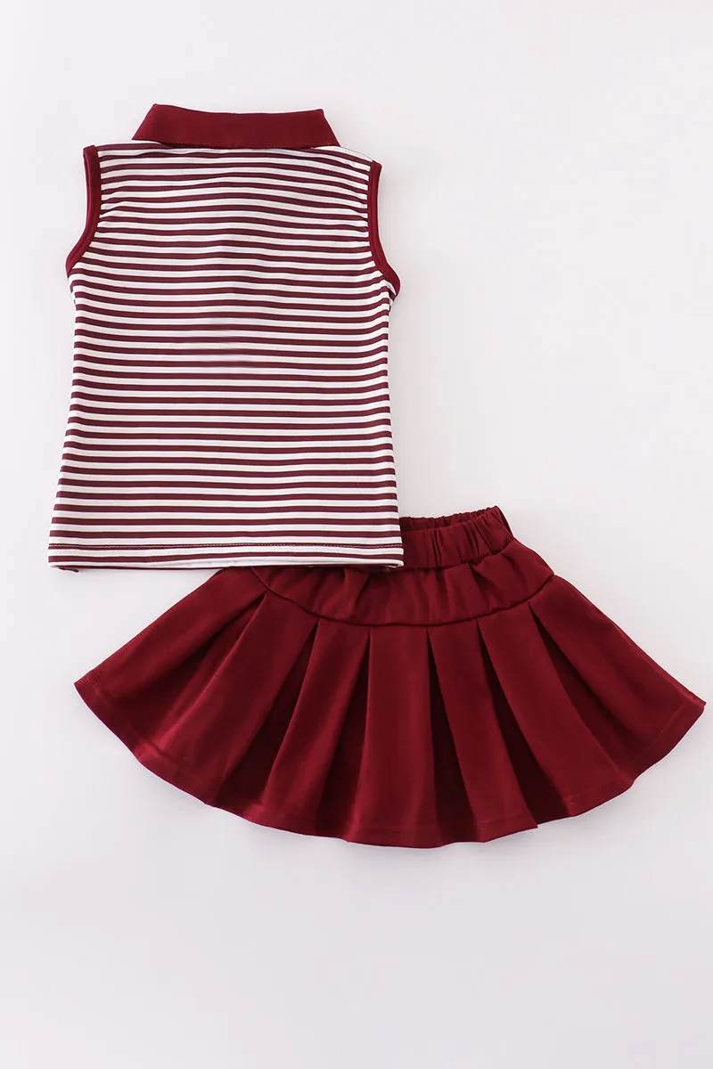 Maroon Mississippi embroidery tennis set