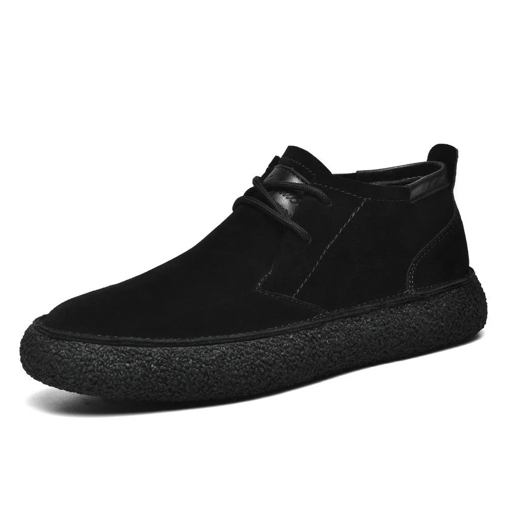 Matte Leather Mercerized Suede Leather Mid-top Board Men’s Shoes