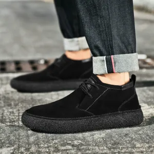 Matte Leather Mercerized Suede Leather Mid-top Board Men’s Shoes