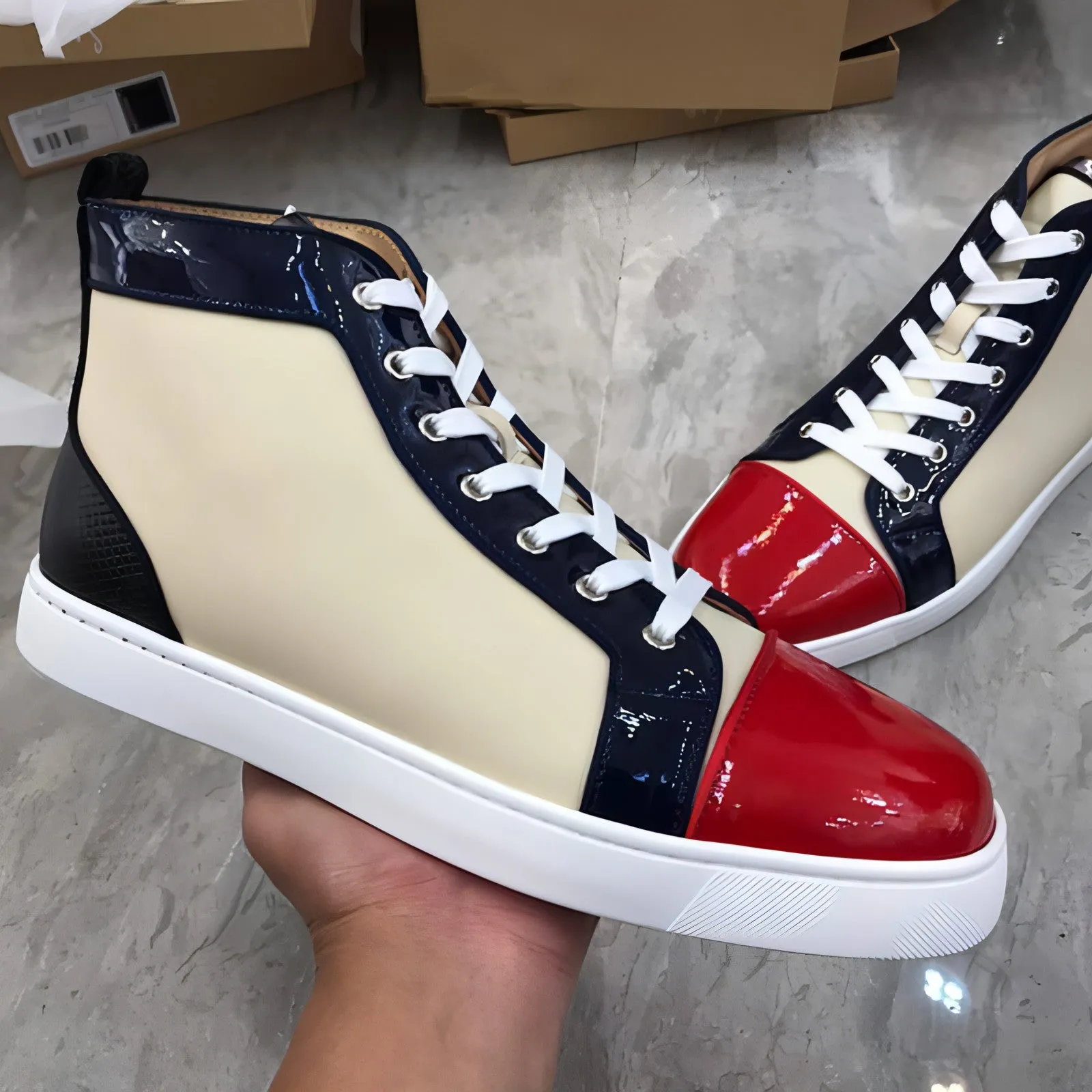 Men's High Top Casual Board Shoes Crocodile Pattern Sports Leather