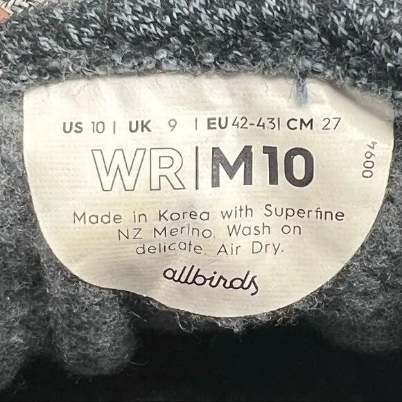 Mens Allbirds Wool Runner Shoes Charcoal 10