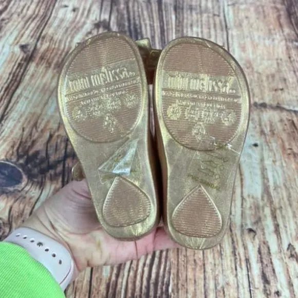 Mini Melissa Rose Gold Crown Shoes