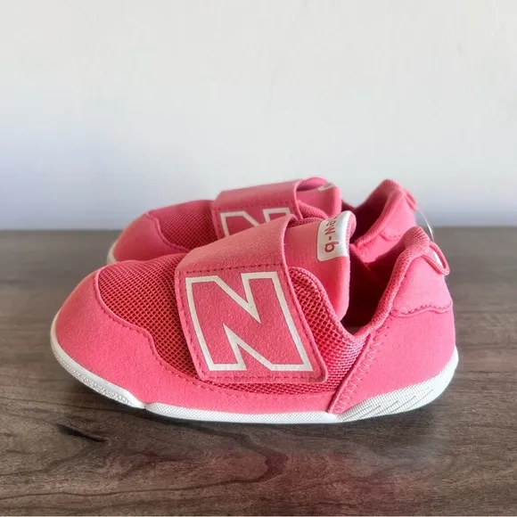 New Balance New B Pink White Hook and Loop Kids' Shoe Size 8.5 Wide SKU#243087