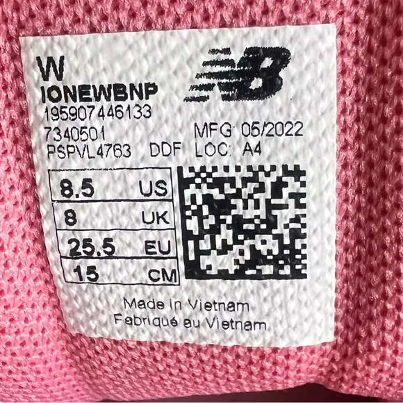 New Balance New B Pink White Hook and Loop Kids' Shoe Size 8.5 Wide SKU#243087