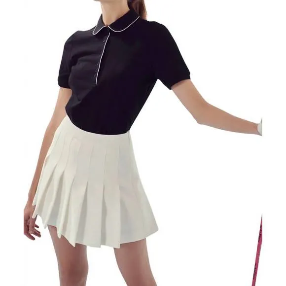 NEW ENGLISH FACTORY pleated tennis skort in white