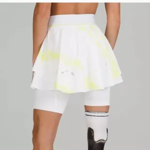 New LULULEMON Court Rival HR High Rise Tennis Athletic Skirt White Yellow Gray 4