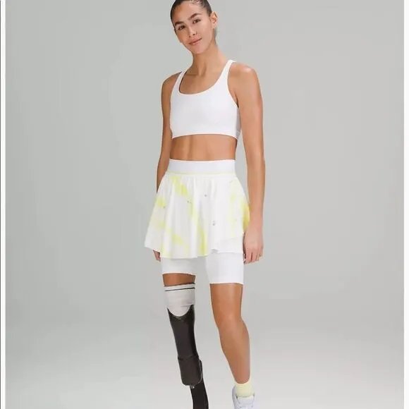 New LULULEMON Court Rival HR High Rise Tennis Athletic Skirt White Yellow Gray 4