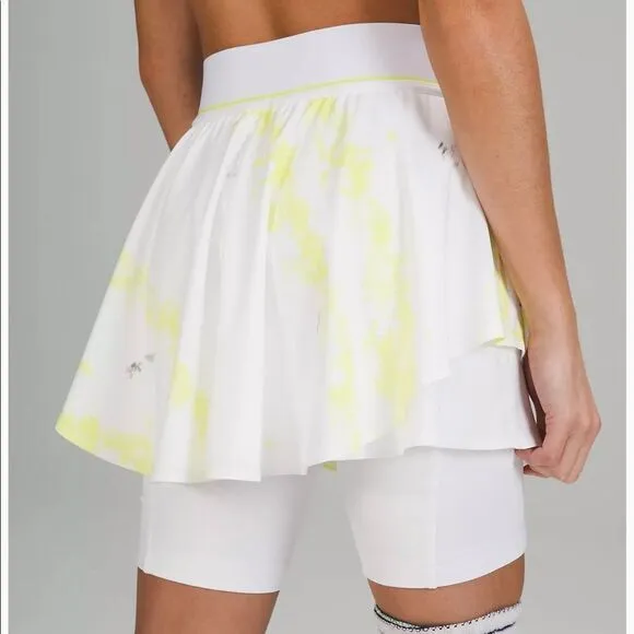 New LULULEMON Court Rival HR High Rise Tennis Athletic Skirt White Yellow Gray 4