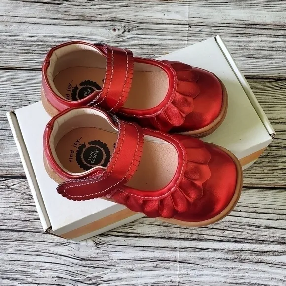 New WITHOUT Box Livie and Luca Ruche Mary Jane Shoes Metallic Red Holiday Shoes