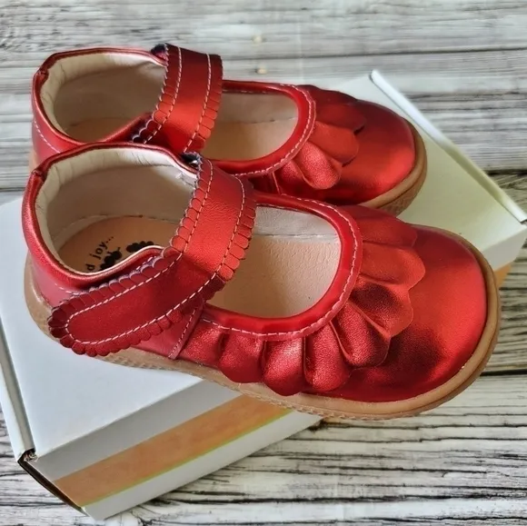 New WITHOUT Box Livie and Luca Ruche Mary Jane Shoes Metallic Red Holiday Shoes
