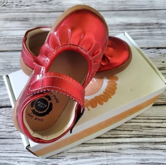 New WITHOUT Box Livie and Luca Ruche Mary Jane Shoes Metallic Red Holiday Shoes