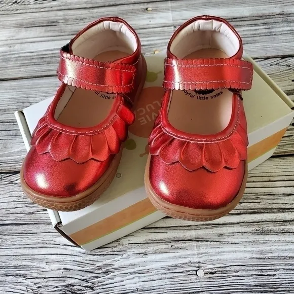 New WITHOUT Box Livie and Luca Ruche Mary Jane Shoes Metallic Red Holiday Shoes