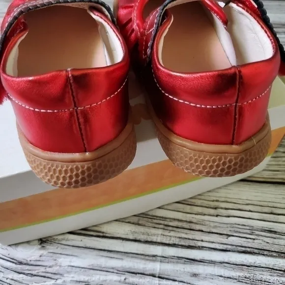 New WITHOUT Box Livie and Luca Ruche Mary Jane Shoes Metallic Red Holiday Shoes