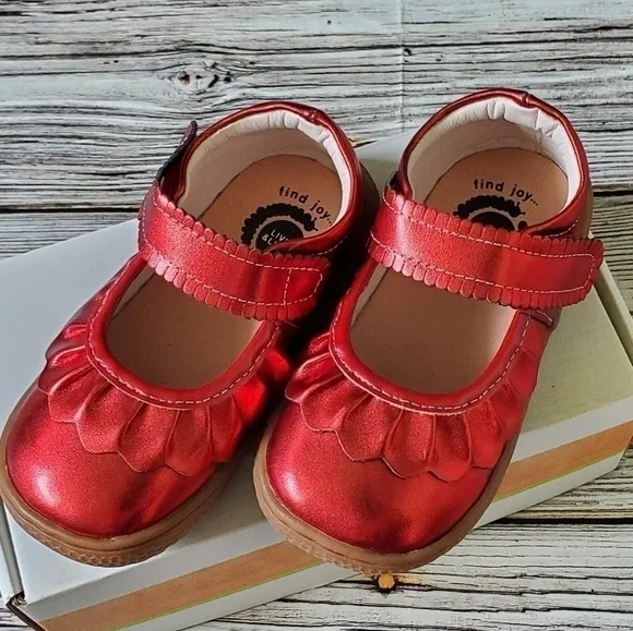 New WITHOUT Box Livie and Luca Ruche Mary Jane Shoes Metallic Red Holiday Shoes