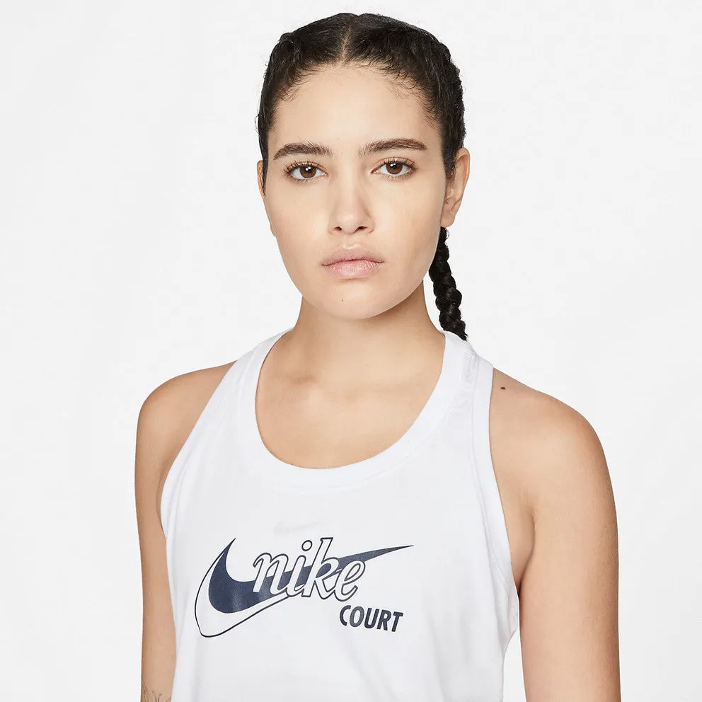 Nike Women's Court Dri-Fit Tank Swoosh Tennis (White)