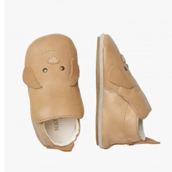 NWT NATURINO DLIN 2 Crib shoes with dog patch in Beige