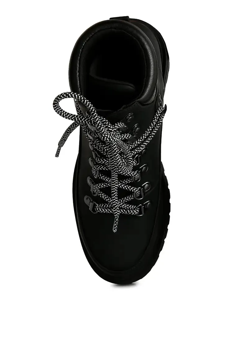 Ponsies Lace Up Biker Boot Black