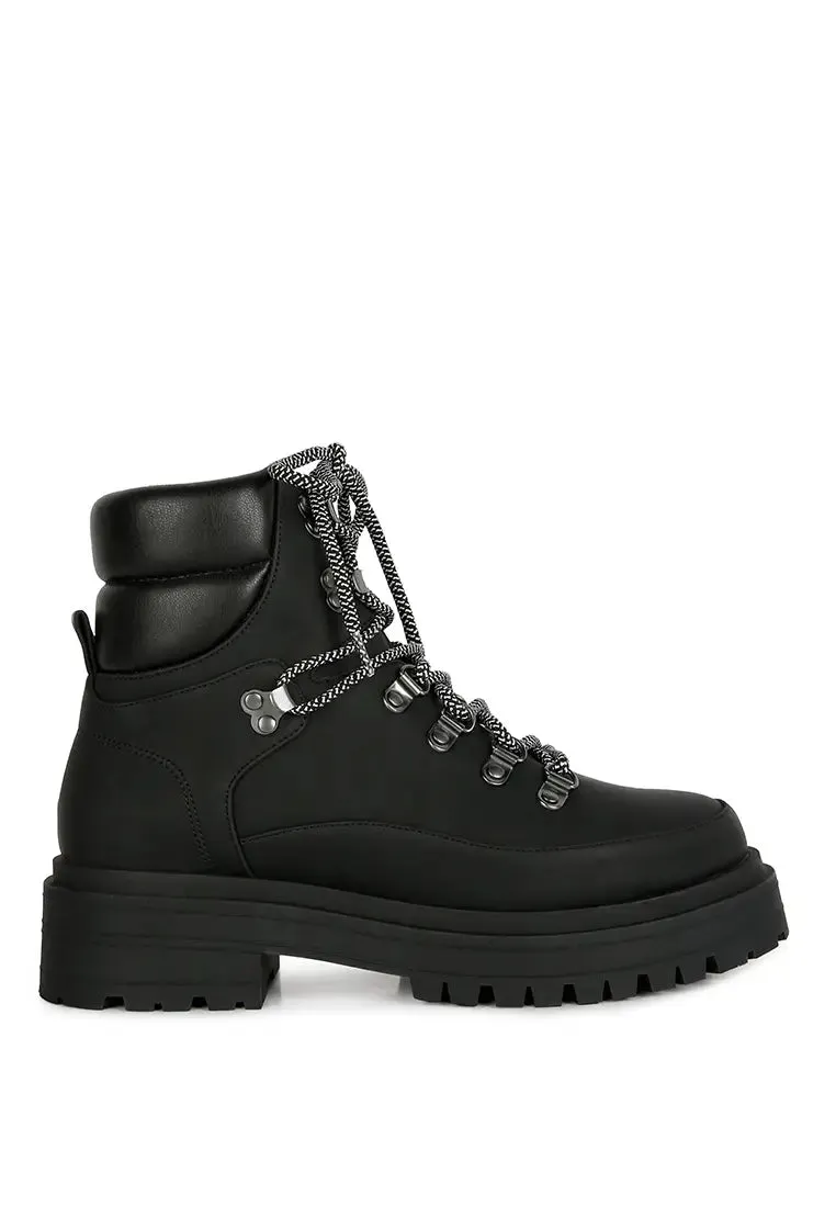 Ponsies Lace Up Biker Boot Black