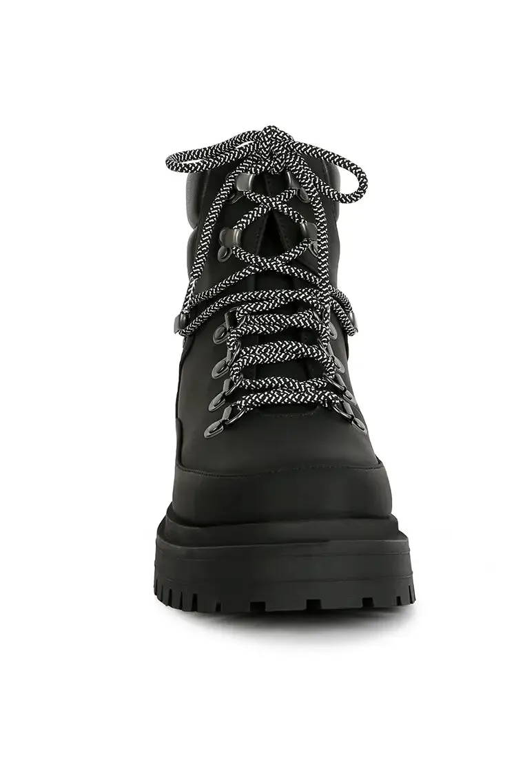 Ponsies Lace Up Biker Boot Black