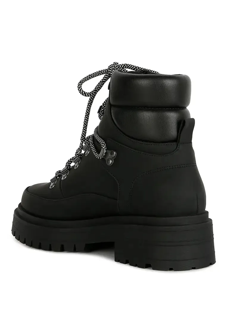 Ponsies Lace Up Biker Boot Black