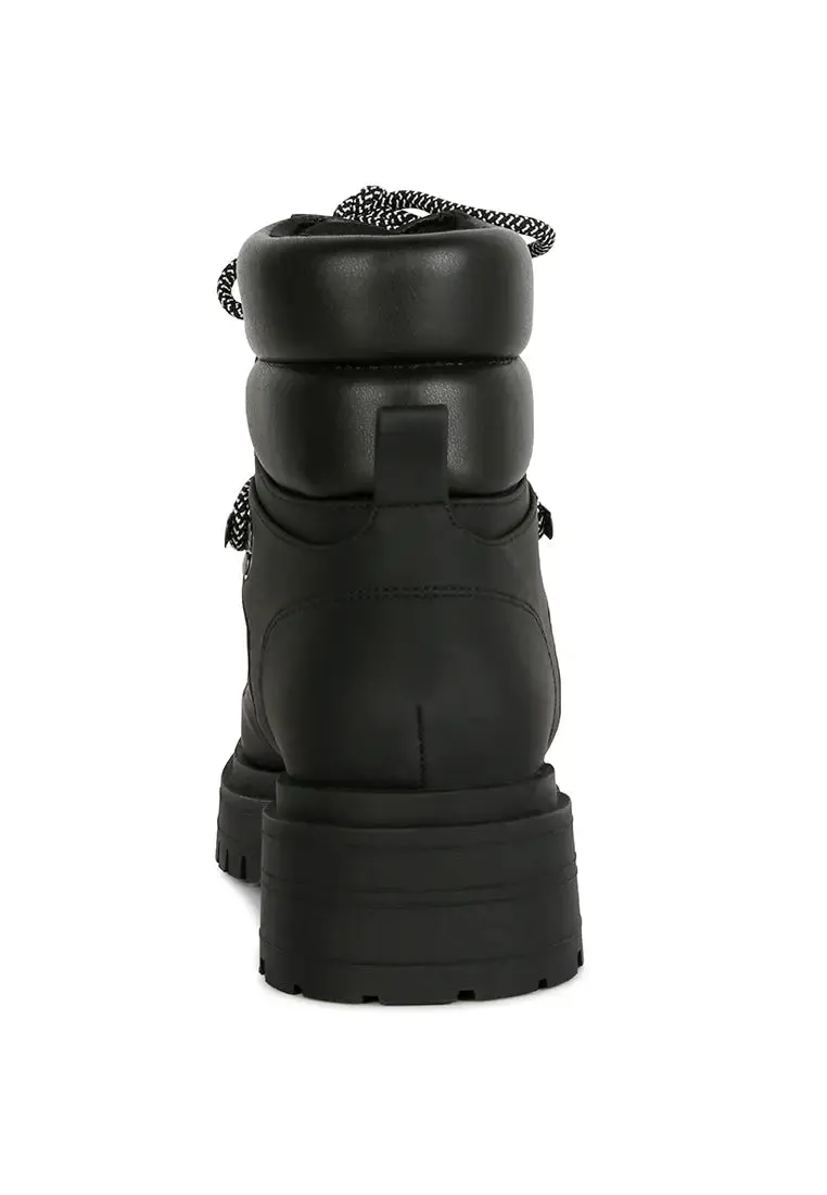 Ponsies Lace Up Biker Boot Black
