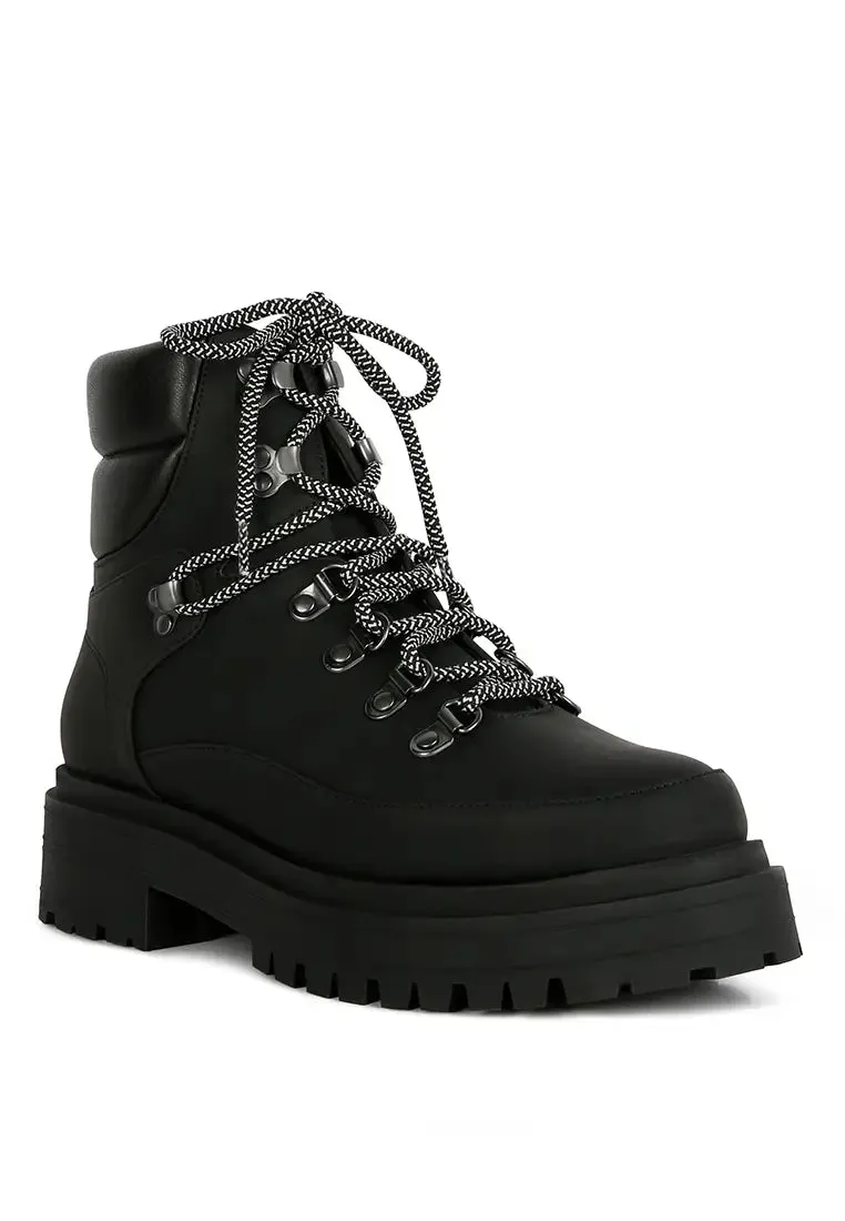 Ponsies Lace Up Biker Boot Black