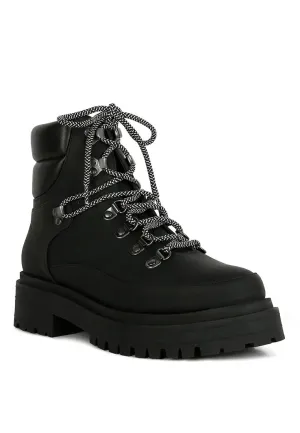Ponsies Lace Up Biker Boot Black