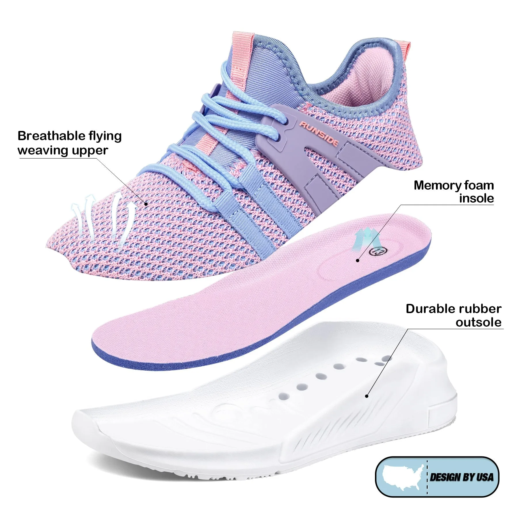 Powder Blue Lightweight Breathable Tennis Sneakers