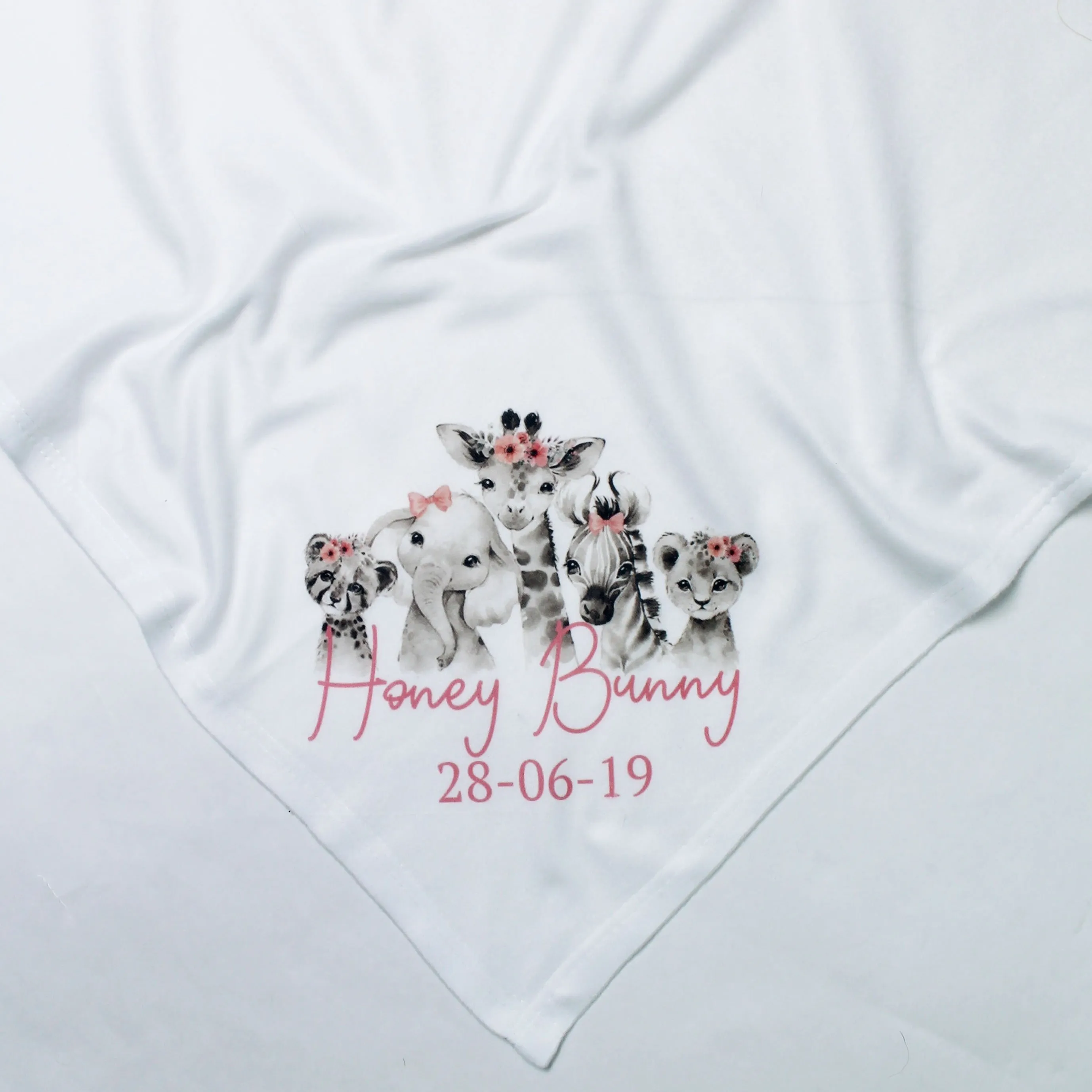 Printed Monochrome Safari Floral Personalised Blanket