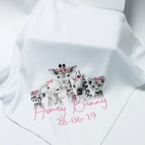 Printed Monochrome Safari Floral Personalised Blanket