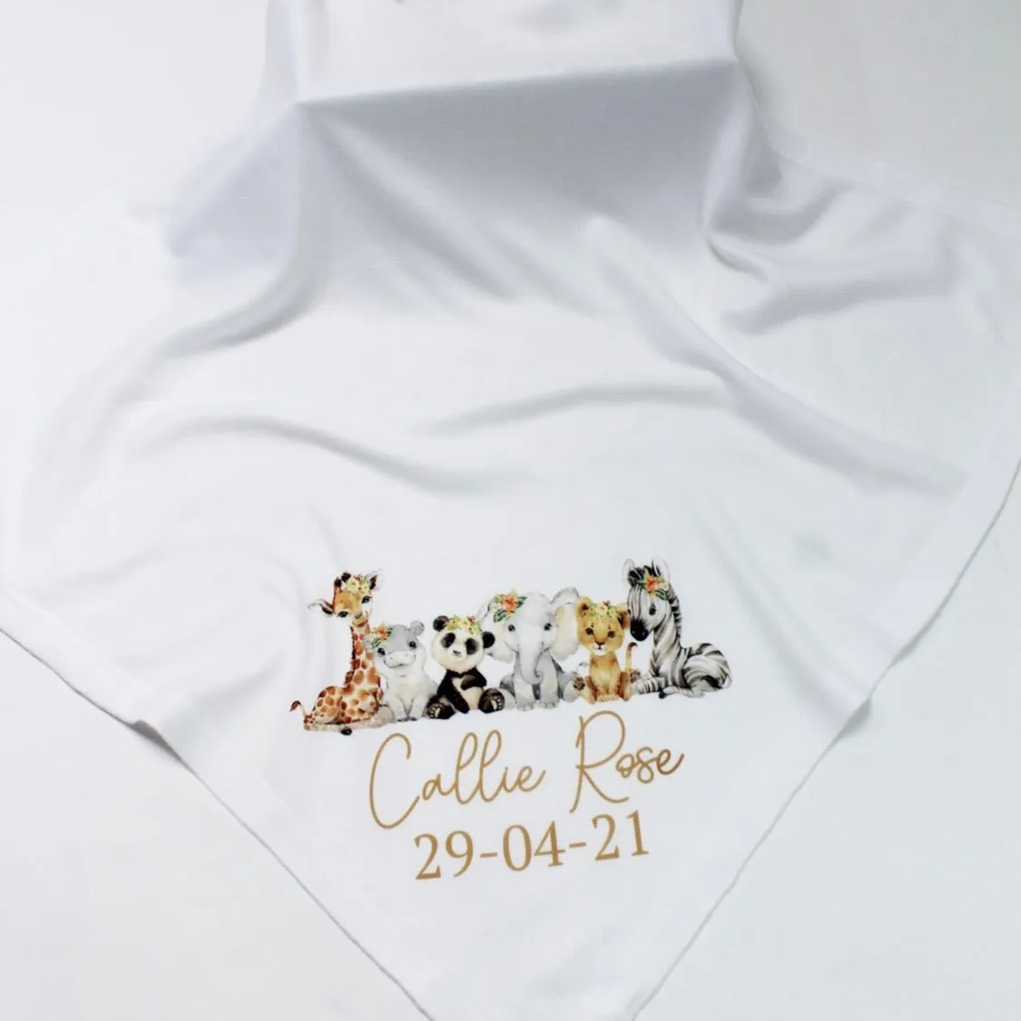 Printed Safari Animals Floral Personalised Blanket