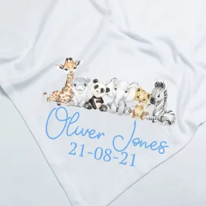 Printed Safari Animals Personalised Blanket