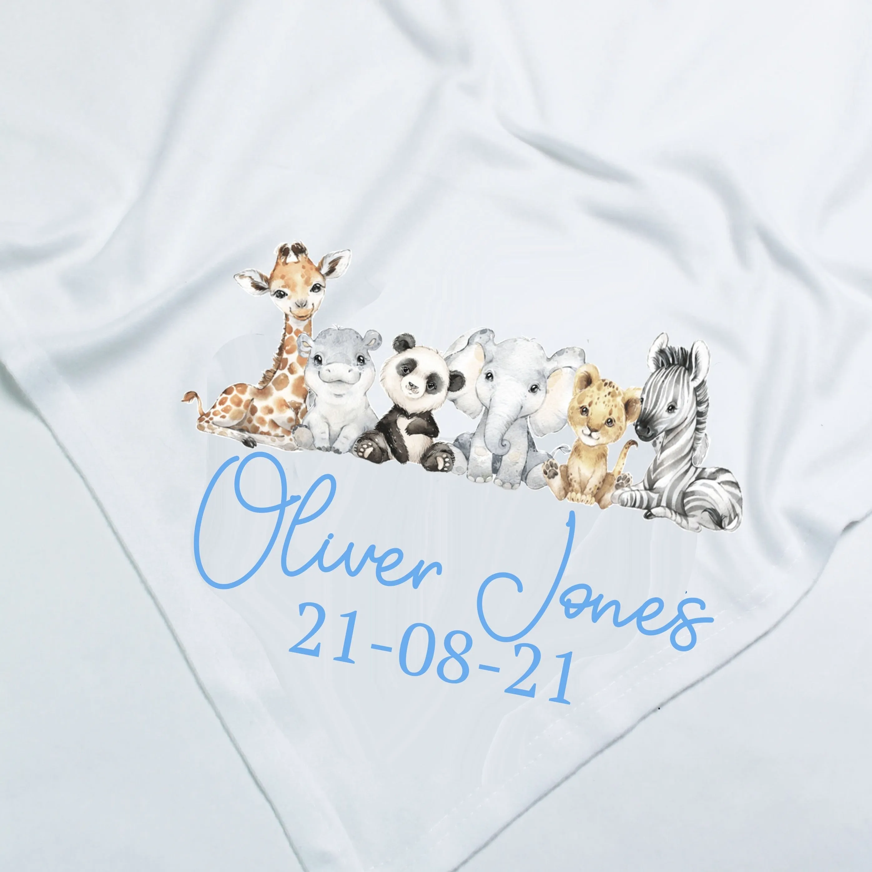 Printed Safari Animals Personalised Blanket