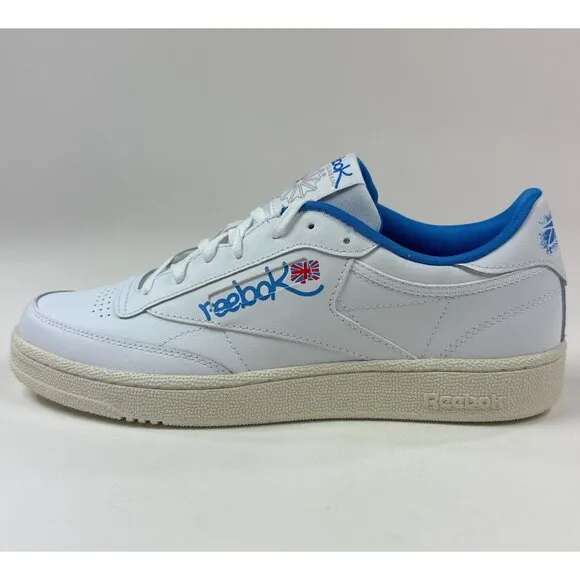 Reebok Club C 85 Graffiti Pack Mens 10 White Kinetic Blue Tennis Shoe Sneakers
