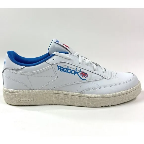 Reebok Club C 85 Graffiti Pack Mens 10 White Kinetic Blue Tennis Shoe Sneakers